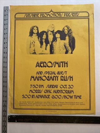 AEROSMITH 1974 Poster Concert w/ Mahogany Rush Morris Aud South Bend IN 2