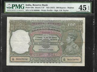 India - Old 100 Rupee Note (1937) P20n - Pmg Xf45 Epq