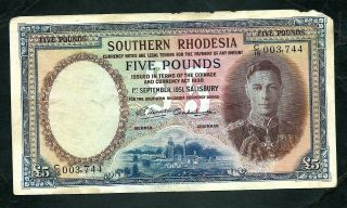 Southern Rhodesia (p11f) 5 Pounds 1951 King George Vi