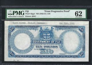Fiji 10 Pounds Nd (1942 - 51) P42pp1 Proof Uncirculated Graded 62
