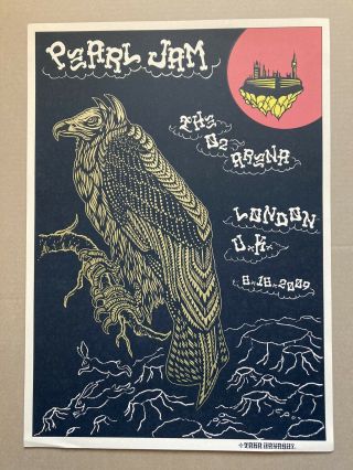 Pearl Jam Official Concert Poster London Uk 08 - 18 - 2009 O2 Arena Taka Hayashi