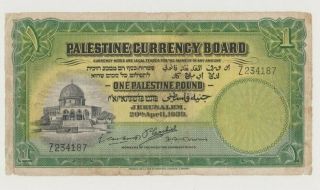 Palestine P 7c Citadel Of Jerusalem 1 Pound 20.  4.  1939 Fine