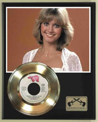 Olivia Newton John " Hopelessly Devoted To You " Record Display Wood Plaque