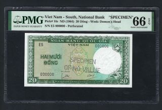 South Vietnam 20 Dong Nd (1964) P16s Specimen Perforated Uncirculated Grade 66