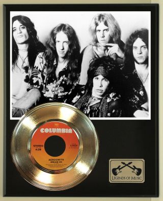 Aerosmith 45 Gold Plated Record Display Wood Plaque,  Ready To Hang.