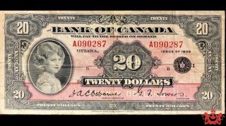 1935 Bank Of Canada 20$ English Princess A090287 - Vf - Small Seal