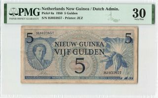 Netherlands Guinea 5 Gulden 1950 Indies Jez Pick 6 Indonesia Pmg Vf 30