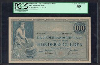 Netherlands 100 Gulden 1929 Au/unc Grietje Seel Pcgs 55 P39 Bt022058