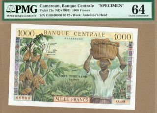Cameroun: 1000 Francs Banknote,  (unc Pmg64),  P - 12s,  1962,