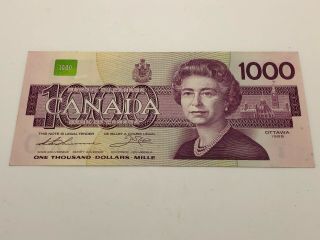$1000 Canadian Bank Note 1988 Uncirculated Canada Dollar Bill No Longer Around