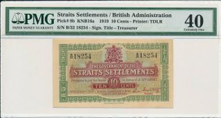 Government Of The Straits Settlements 10 Cents 1919 Pmg 40