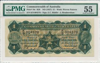 The Treasurer Of The Commonwealth Of Australia 1 Pound Nd (1927) Pmg 55