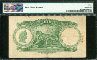 Straits Settlements 1935,  10 Dollars,  P18b,  PMG 30 Net VF 2
