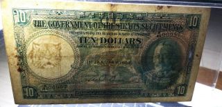 Straits Settlements 1935,  10 Dollars,  P18b,  PMG 30 Net VF 3