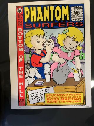 Phantom Surfers Poster Bottom Of The Hill Sf 1994: Frank Kozik: Numbered Signed