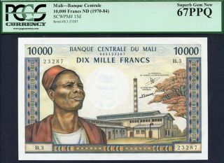 Tt Pk 15d 1970 - 84 Mali 10000 Francs Pcgs 67 Ppq Gem None Finer Known
