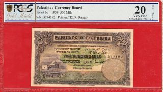 Pcgs 20,  Palestine,  500 Mils,  1939.