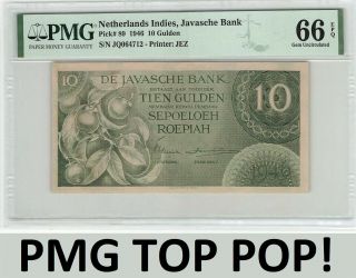 Netherlands Indies 10 Gulden 1946 Indonesia Pick 89 Pmg Gem Unc 66 Epq Top Pop