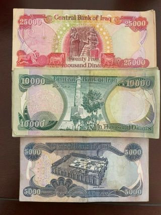 1,  000,  000 Iraqi Dinar (2006) 25,  000,  10000,  5000 Denominations