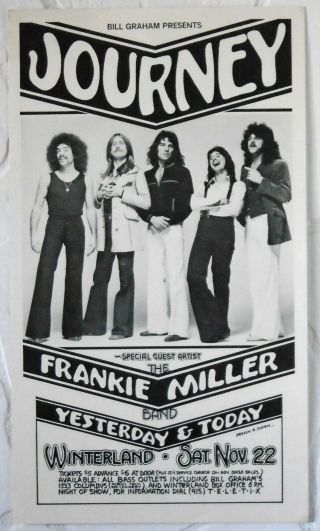 Journey Y&t Frankie Miller Band Winterland 1975 Randy Tuten Concert Poster