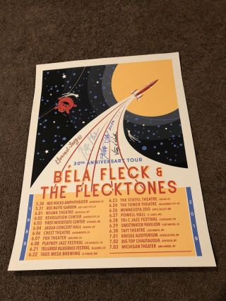 Bela Fleck And The Flecktones Signed Tour Poster Autographed By Entire Band