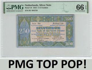 Netherlands 2½ Gulden 1922 Silver Note Pick 18 Pmg Gem Unc 66 Epq Top Pop