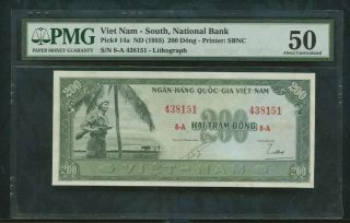 1955 Pick 14a 200 Dong Viet Nam - South,  Nationai Bank Pmg 50