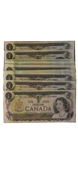 1973 Bank Of Canada 1 Dollar Bank Notes Bundle Of 100 Consecutive Wow