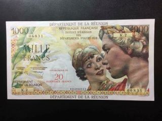 Reunion 20 Nouveaux Francs On 1000 Francs 1971 P - 55b Note