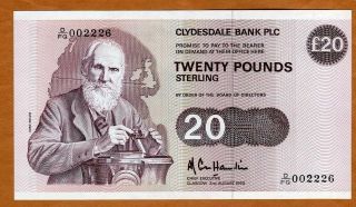Scotland Clydesdale Bank,  20 Pounds,  1990 P - 215 Xf,  Lord Kelvin,  Scarce