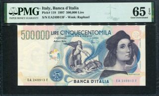 Italy 1997,  500000 Lire,  P118,  Pmg 65 Epq Gem Unc