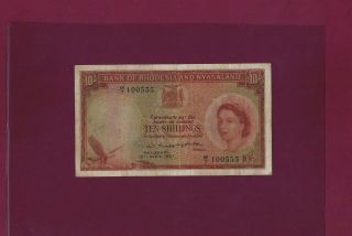 Rhodesia And Nyasaland 10 Shillings 15 April 1957 P - 20 Xf,