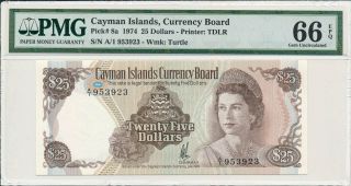 Currency Board Cayman Islands $25 1974 Prefix A/1 Pmg 66epq