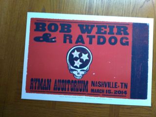 Bob Weir & Ratdog Poster Nashville 3 - 15 - 14 Dead & Company Don Was