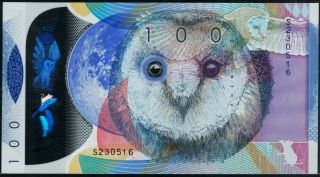 Polymer Test Note De La Rue Currency,  Owl 100,  Beautyful Intaglio Specimen 2016