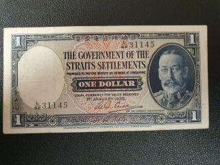 1935 Straits Settlements $1 Banknote