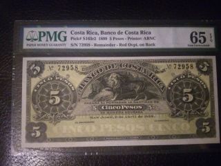 1899,  Costa Rica,  5 Pesos,  65 Pmg,  Gem,  Epq,  Unc.