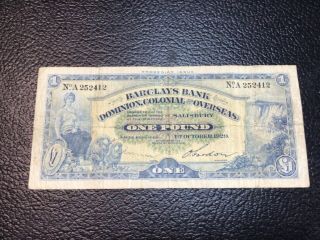 Rhodesia Ps112 Barkleys Bank 1.  10.  1929 1 Pound,  Very Scarce Unlisted Date