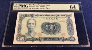 Vietnam 5000 Dong 1953 Pick 66a Pmg 64