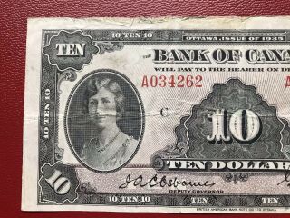 1935 Bank Of Canada $10 Banknote