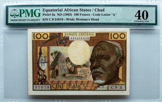 Equatorial African States Chad 100 Francs 1963 P3a Pmg40 Ef