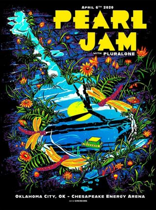 Pearl Jam Oklahoma City Poster 4/6/20 Postponed Show By Munk One Se