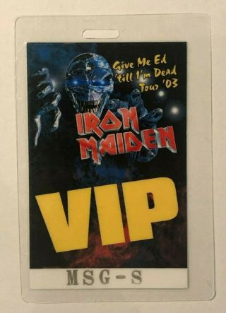 Iron Maiden 2003 Tour Laminated Vip Backstage Pass - Madison Square Garden,  Nyc