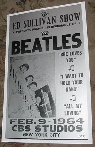 The Beatles Ed Sullivan Show 1964 Concert Poster Art Photo 60s Signed Autograph