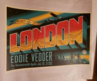 Eddie Vedder London Apollo Poster,  Ap,  July 30 & 31,  2012