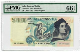 Italy 500000 Lire Banknote 1997 Pick 118 Pmg Gem Unc 66 Epq
