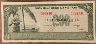 South Vietnam 200 Dong Banknote 1955 Vf