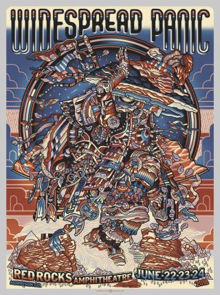 Widespread Panic Poster Red Rocks 2018 Variant S/n Xx/65 Guy Burwell