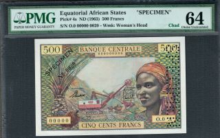 Equatorial African States 1963 500 Francs Specimen Choice Unc Pmg 64