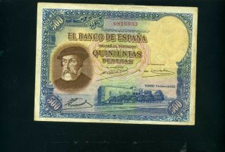 Spain 500 Pesetas 1935 - Vf,